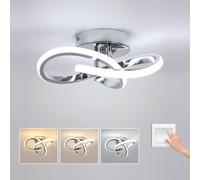Goeco 22W Modern Chrome LED Ceiling Light, 3-Color Dimmable Flush Mount in Silver Goeco Silver