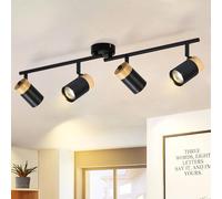 Goeco 4-Light Track Lighting Fixture, Black & Wood GU10 Ceiling Spotlights Goeco Black