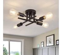 Goeco 4 Lights Vintage Ceiling Light, E27 Industrial Ceiling Light in Black Goeco Black