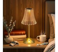 Goeco 5W 30cm Golden LED Table Lamp Bedside Lamp 3000K/4500K/6500K Night Light with Skirt Acrylic Lampshade, Mood Lighting with Metal Base for Bedroom