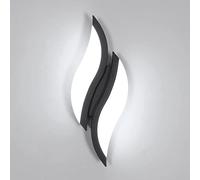 Goeco Black LED Wall Light, 12W Modern Leaf-Shaped Wall Lamp with Acrylic Lampshade Cool White Light 6500K, Wall Lighting for Living Room, Bedroom, Staircase