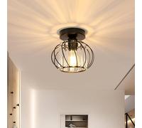 Goeco Ceiling Light Crystal, Modern Ceiling Light, Cage-Shaped Lampshade in Black Goeco Black