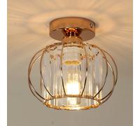 Goeco Ceiling Light Crystal Modern, E27, Ceiling Light Semi-Flush Mounting in Gold Goeco Gold