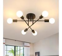 Goeco Chandelier Molecular Ceiling Lamp Adjustable Angle 6 Heads Black Diameter 51CM E27 Lamp Head Without Light Source Goeco White One Size