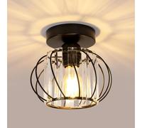 Goeco Crystal Ceiling Light, E27 Vintage Industrial Chandelier in Black Goeco Black