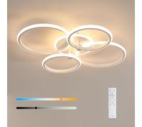 Goeco Dimmable LED Ceiling Light, 39W 69CM Round Ceiling Lamp with Remote Control 3000K-6500K, Ceiling Lights with 4 Rings for Living Room, Kitchen, Study, Office