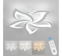 Goeco Dimmable LED Ceiling Light Remote Control Flower Shape White for Living Room Bedroom Kitchen Hallway Dining