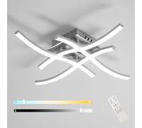 Goeco Dimmable LED Ceiling Light with Remote Control, 28W 3150 lm Curved Ceiling Lights Fixture with 4 LED Strips, 3000K -6500K, Brightness Adjustable, for Living Rooms, Bedroom, Kitchen, Silver