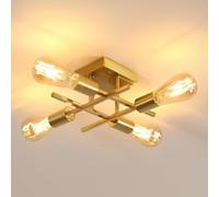 Goeco Industrial Ceiling Light, 4 Lights Vintage Metal Chandelier, Gold, E27 in Gold Goeco Gold