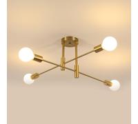 Goeco Industrial Ceiling Light, 71 cm Gold 4-Flame Ceiling Chandelier E27 Lamp Holder, Retro Ceiling Lamp for Living Room, Kitchen, Bedroom, Bulbs Not Included