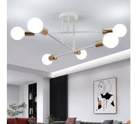 Goeco Industrial Ceiling Light, Vintage Ceiling Light, Adjustable Chandelier in White Goeco White