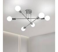 Goeco Industrial Ceiling Light Vintage Metal Pendant Light E27 Ceiling Light in Silver Goeco Silver