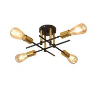 Goeco Industrial Chandelier, 4 Lights Ceiling Light E27 Vintage Ceiling Lamp in Black Goeco Black