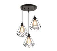 Goeco Industrial Chandelier Vintage Style Cage Lampshade E27 Pendant Light in Black Goeco Black