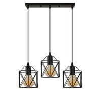 Goeco Industrial Pendant Light 3 Light, Vintage Metal Chandelier, E27 in Black Goeco Black