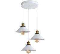 Goeco Industrial Pendant Lights White Metal chandelier E27 Adjustable Cable Goeco White