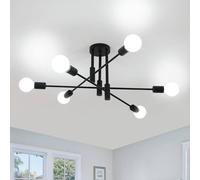 Goeco Industrial Retro Chandelier, 6 Lights Vintage Ceiling Lamp, E27 Base in Black Goeco Black