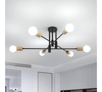Goeco Industrial Retro Chandelier, 6 Lights Vintage Ceiling Lamp, E27 Base in Jet Black Goeco Jet Black