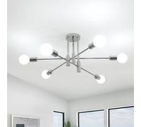 Goeco Industrial Retro Chandelier, 6 Lights Vintage Ceiling Lamp, E27 Base in Silver Goeco Silver