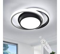 Goeco LED Ceiling Light 32W Dimmable with Remote Control Modern Double Ring in Black Goeco Black