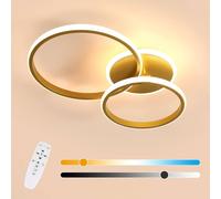 Goeco LED Ceiling Light 42W Dimmable with Remote Control Modern Gold Round Goeco Gold