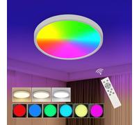 Goeco LED Ceiling Light, Dimmable, 24 W, RGB Colour Changing, for Bedroom in White Goeco White