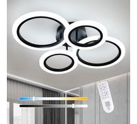 Goeco LED Ceiling Light Fixture 32W 3600LM Ceiling Light with APP Remote Control 3000K-6500K, Adjustable Brightness Memory Function, Modern 4-Ring Ceiling Lamp for Living Room, Office, Kitchen, Black