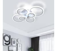 Goeco LED Ceiling Light with Remote Control, 6 Round Acrylic Rings, Dimmable in White Goeco White