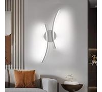 Goeco LED Wall Light, 20W 44CM Indoor Wall Lamp, Cool Light 6500K, Modern Curved Tube Design for Bedroom, Living Room, Corridor, White
