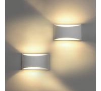 Goeco LED Wall Light Indoor, Pack of 2, 7W Plaster Light Modern Wall Lamp in White Goeco White