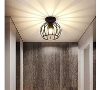 Goeco Metal Ceiling Light, Black Ceiling Lamp Metal Lampshade with E27 Lampholder Connector, Retro Cage Shaped Light Shade for Blacony Hallway Kitchen, Dia. 19.5CM