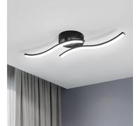 Goeco Modern LED Ceiling Light, 12W 1300LM Black Ceiling Lamp with 2 LED Stripes, Indoor Semi-Flush Chandelier in Acrylic 6500K Cold White Light for Bedroom, Living Room, Hallway, Kitchen