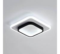 Goeco Modern LED Ceiling Light 24W 24 cm 6500K Black Square Ceiling Light in White Goeco White