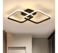 Goeco Modern LED Ceiling Light, 42W 4500LM 69CM Square LED Ceiling Light Fixture Warm Light 3000K, Indoor Ceiling Lamp Acrylic Lampshade for Living Room Bedroom, Black