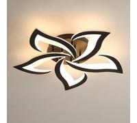 Goeco Modern LED Ceiling Light 60W 6000LM 5-Head Petals Black Acrylic Chandelier 3000K Warm White for Living Room Bedroom Dining Kitchen