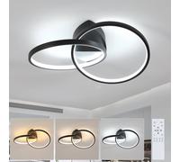 Goeco Modern LED Ceiling Light, Dimmable, Two Ring Circle Ceiling Lamp in Black Goeco Black