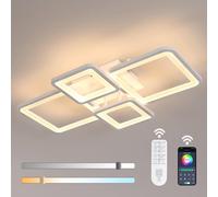 Goeco Modern LED Ceiling Light, Dimmable with Remote Control for Bedroom 54W in White Goeco White