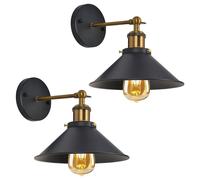 Goeco Set of 2 Vintage Industrial Wall Light 180° Rotation Retro Style E27 in Black Goeco Black
