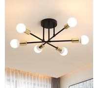 Goeco Sputnik Ceiling Lights 6 Arms Diameter 52cm Chandelier 180° Adjustable in Black Goeco Black