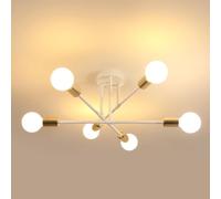 Goeco Sputnik Ceiling Lights 6 Arms Diameter 52cm Chandelier 180° Adjustable in White Goeco White