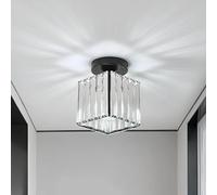 Goeco Square Crystal Semi Flush Mount Ceiling Light, Black E27 Goeco Black