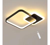 Goeco Square LED Ceiling Light, 20W, Dimmable with Remote Control, Black Goeco Black