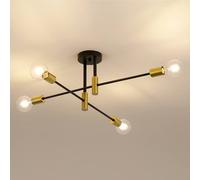 Goeco Vintage Ceiling Light, E27, 180° Adjustable Industrial Chandelier in Black Goeco Black