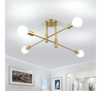 Goeco Vintage Ceiling Light, E27, 180° Adjustable Industrial Chandelier in Gold Goeco Gold