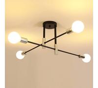 Goeco Vintage Ceiling Light, E27, 180° Adjustable Industrial Chandelier in Silver Goeco Silver