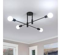 Goeco Vintage Ceiling Light, E27, 180° Adjustable Industrial Chandelier in True Black Goeco True Black