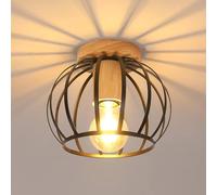 Goeco Vintage Ceiling Light, E27 Retro Chandelier Black with Wooden Base Goeco Black