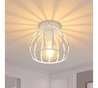 Goeco Vintage Industrial Ceiling Light, Metal Cage Shape Ceiling Light, E27 in White Goeco White