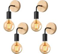 Goeco Wall Light Indoor Vintage Pack of 4 Wall Lamp Black Vintage Retro Lamp Goeco Black