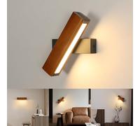 Goeco Wooden LED Wall Light, 350° Rotating Wall Light, for Bedroom, 3000K in Black Goeco Black